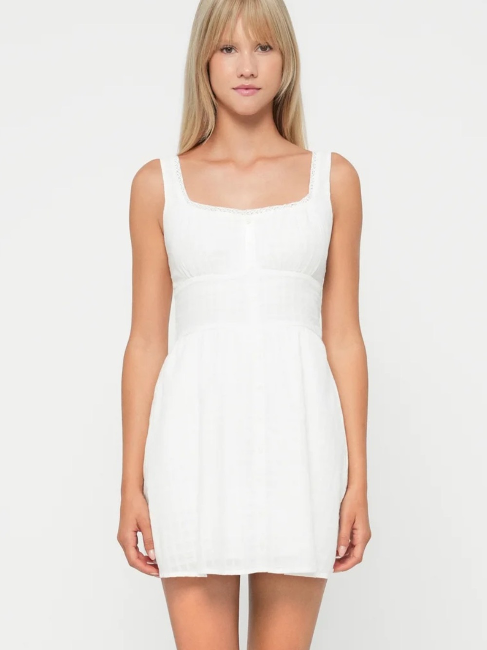 NWT Hollister BARE BUTTON THROUGH MINI Day dress white short resortwear beach M - Picture 4 of 12